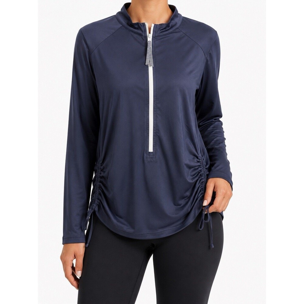 Carve Designs XL Gray Ruched Quarter Zip Rash Guard Swim Cover Up UPF Top